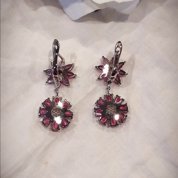 Pink Tourmaline & CZ Dangle Earrings - Picture 3 of 8